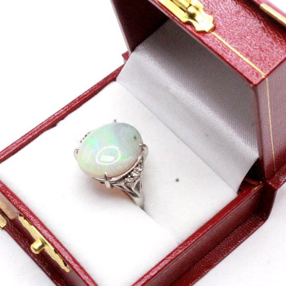 Mid Century Platinum 7 CTW Opal Diamond Ring - Picture 11 of 15